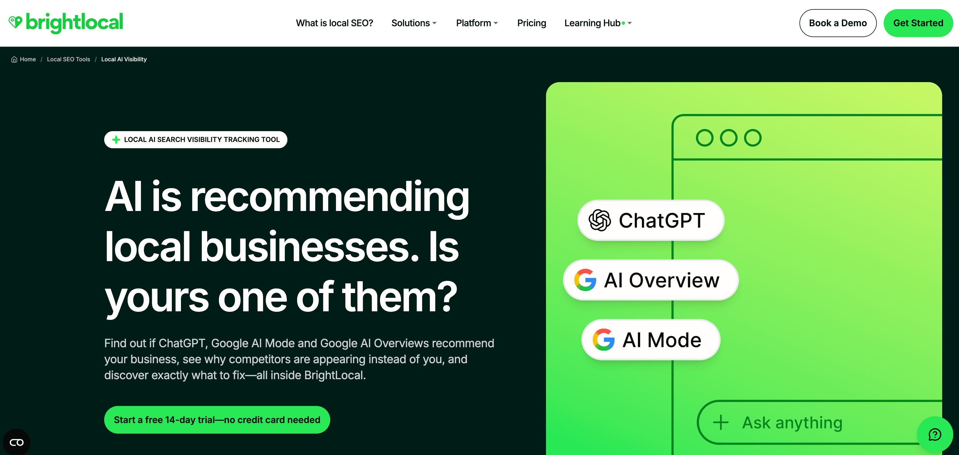 Local AI Visibility Tracker de BrightLocal