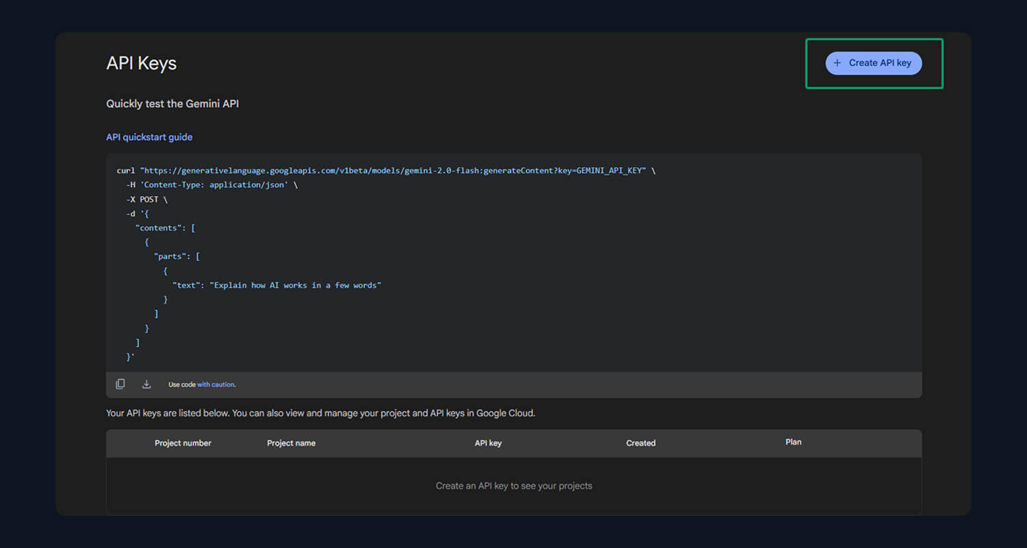 Create Gemini API Key