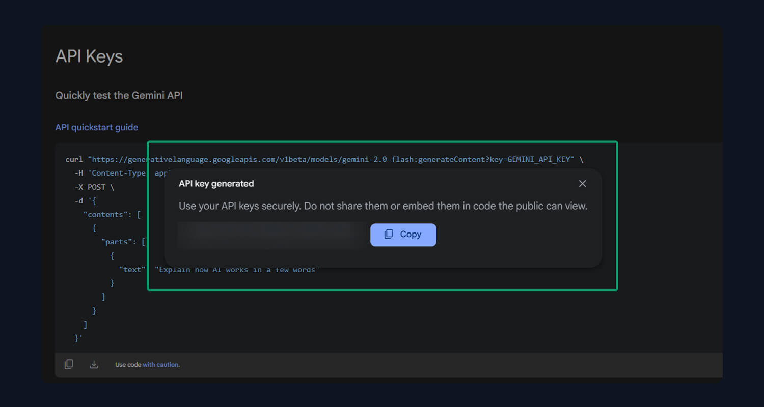 Ready Gemini API key